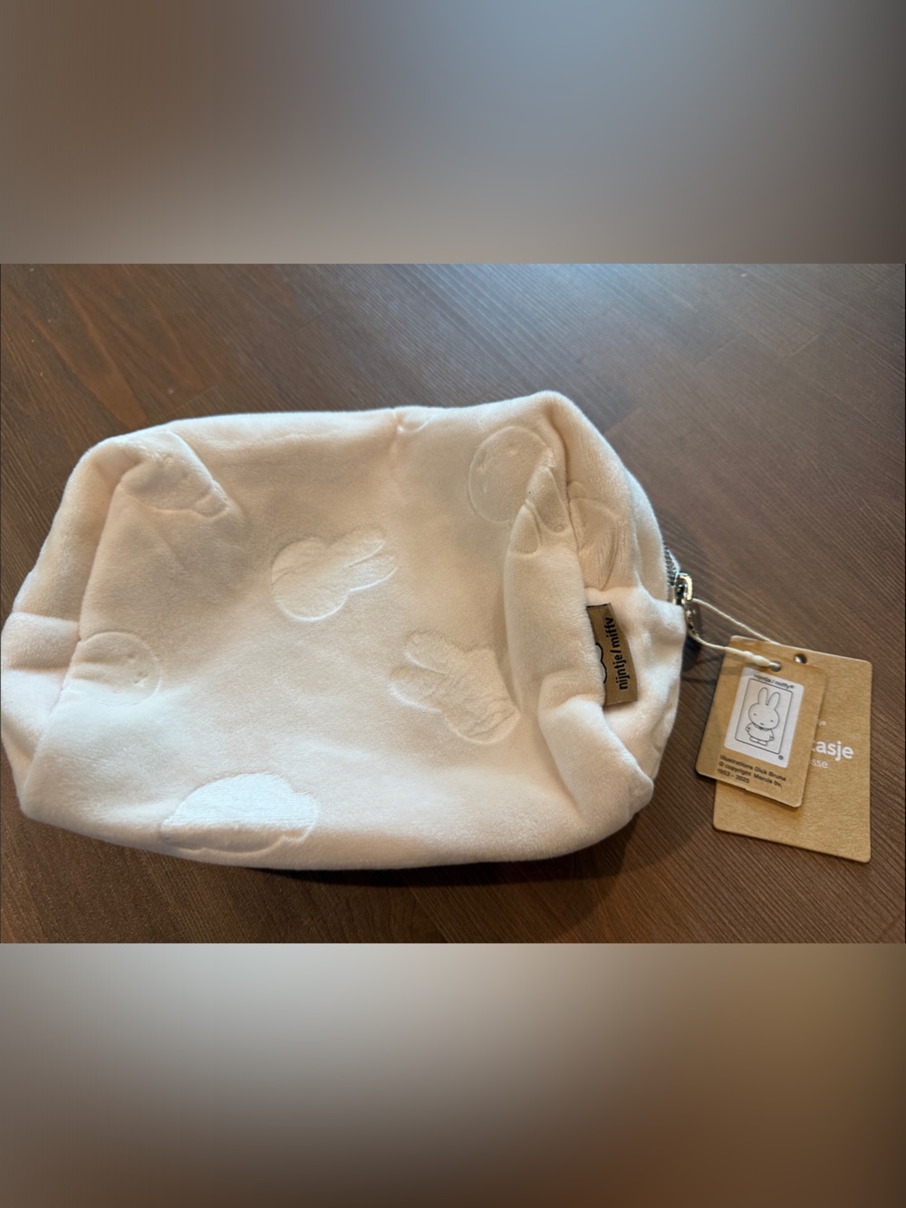 NWT - Miffy Plush Storage Bag in Soft Cream